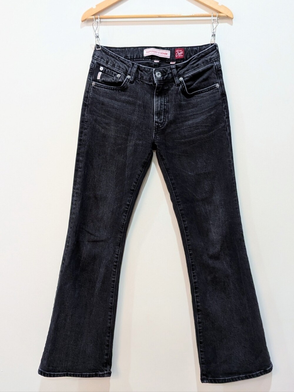 Superdry Women’s Washed Black Slim Flare Jeans, 28"WX30"L